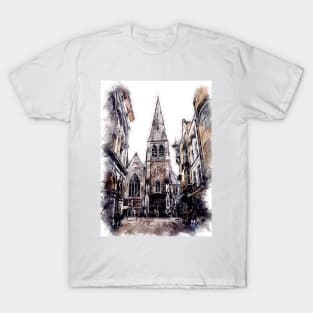 Glasgow City Streets Travel Poster Series watercolor ink edition 07 T-Shirt